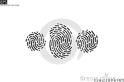 Fingerprint. Icon set. Isolated fingerprints on white background Vector Illustration